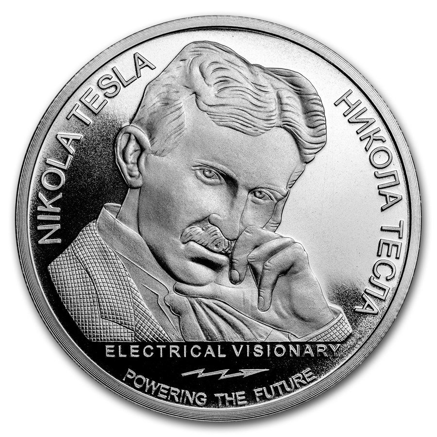 Private Mint 2018 ROS  100 Dinar Nikola Tesla BU 1 Oz