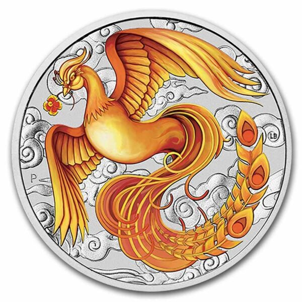 Perth Mint Mince Phoenix Red & Gold Colorized BU 1 oz