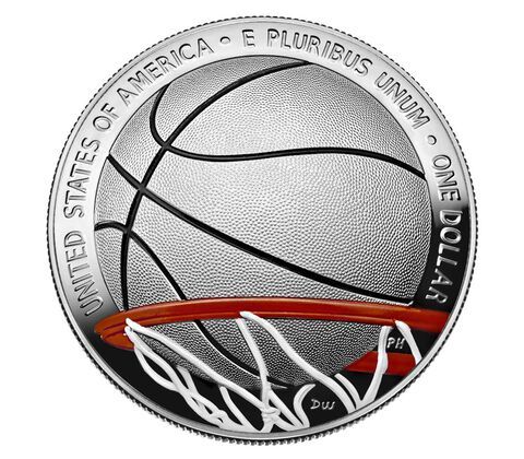 UNITED STATES MINT Basketbalová síň slávy 2020 barevný stříbrný dolar