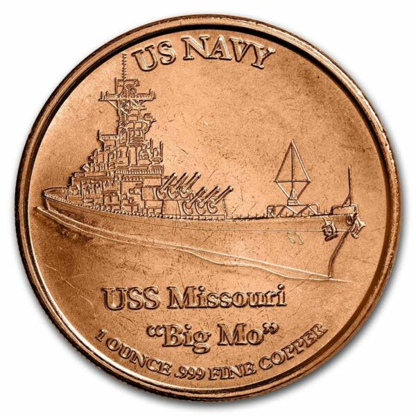 UNITED STATES MINT Mince - 1  oz Měděná -US Navy: USS Missouri