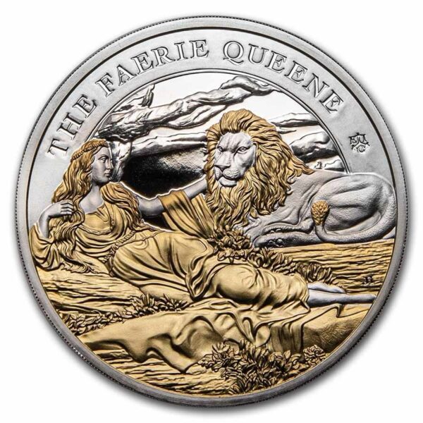 East India Company Stříbrná mince Faerie Queene lion (pozlaceno) Proof 2 Oz 2 £ 2023 Helena