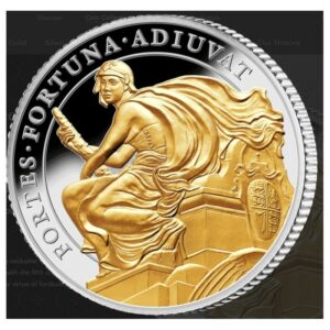 East India Company Stříbrná mince se selektivním zlatým plátem Queens Virtues Courage 1oz 2022