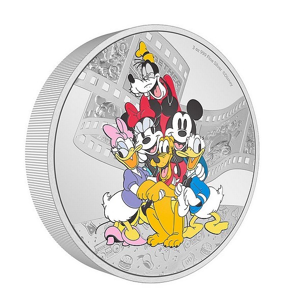 New Zealand Mint Stříbrná mince Mickey Mouse a přátelé 3 Oz 10 NZ$ 2023 Niue Proof coloured