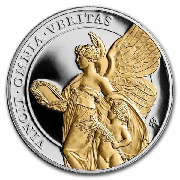 East India Company Stříbrná mince Truth (Pravda) se zlatým platem 1 Oz 1 libra 2021 Svatá Helena