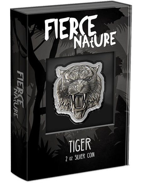 New Zealand Mint Stříbrná mince Fierce Nature Tiger (Divoká příroda Tygr) 2 Oz $5 Niue 2022
