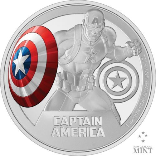 New Zealand Mint Stříbrná mince Marvel Captain America 1 Oz 2023 Niue Colorized