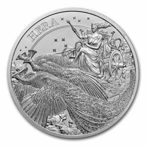 Private Mint Stříbrná mince bohyně: Héra a páv 1 Oz 2022 Svatá Helena BU