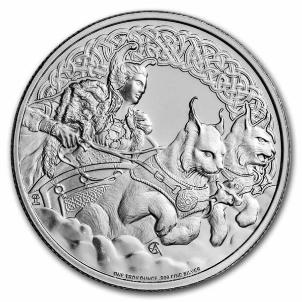 Private Mint Stříbrná mince Norský bůh Freya 1 Oz 2$ 2022 Niue BU