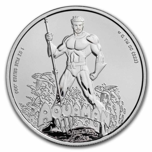 9Fine Mint Stříbrná mince DC Comics Aquaman 1 Oz 2023 Samoa BU