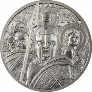 Cook Islands Platonová mince Sparta 1 Oz 250 $ 2023 Cookovy ostrovy