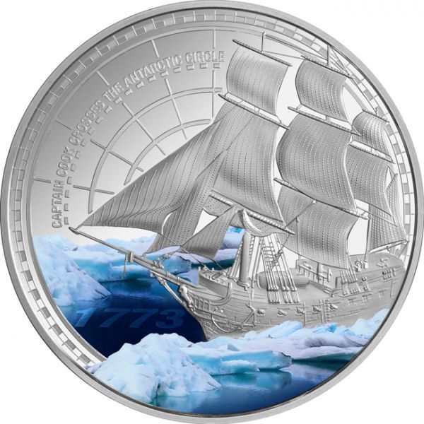 New Zealand Mint Stříbrná mince Kapitán Cook - Antarktida 1 Oz Niue 2023