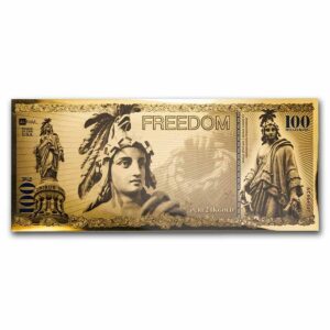 Private Mint 100 miligramů Gold Aurum Note Freedom 24K 2022