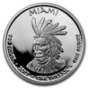Private Mint 2017 1 oz Silver Proof State Dollars Indiana Miami Mink