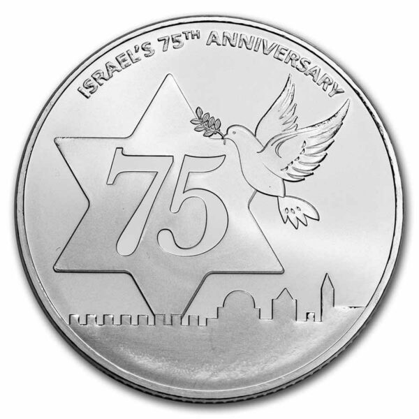Stříbrná mince Holy Land Mint: Dove of Peace (75. výročí) 1 Oz Izrael 2023