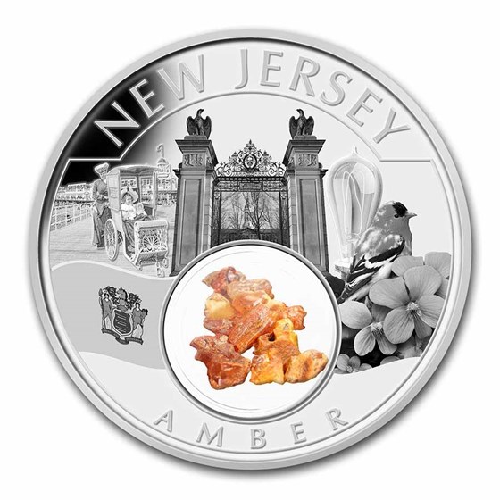 UNITED STATES MINT Stříbrná mince Treasures of the U.S. New Jersey Amber 1 Oz 2022 USA