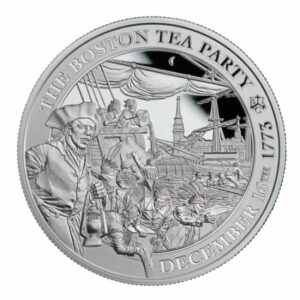 Royal Mint Stříbrná mince The Boston Tea party 1 Oz Svatá Helena 2023