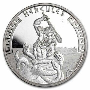 9Fine Mint Stříbrná mince hrdinové řecké mytologie: Hercules Abrasion 1 Oz Niue 2023