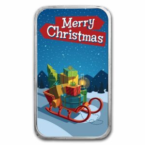 Apmex Stříbrný slítek Merry Christmas Sleigh 1 Oz Colorized  USA