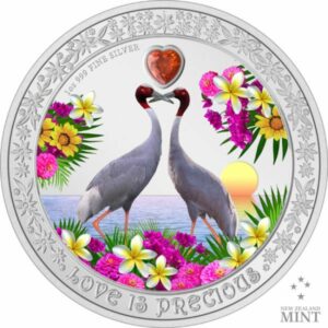 New Zealand Mint Stříbrná mince Jeřáby Sarus (Love) 1 Oz Niue 2024