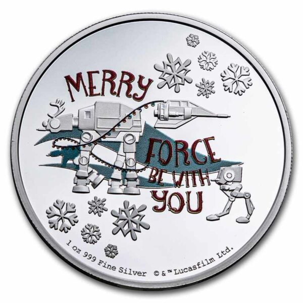 New Zealand Mint Stříbrná mince Star Wars Season's Greetings 1 Oz $ 2 2022 Niue