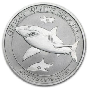 Perth Mint Stříbrná mince Great White Shark 2014 Australia 1/2 oz Žralok bilý