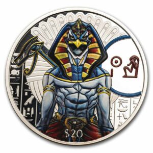Pobjoy Mint 2023 Sierra Leone 2 oz stříbrní egyptskí bohové: Ra (barevný) BU