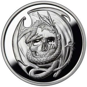 Private Mint Stříbrná mince Skull Embrace – Anne Stokes Dragons Collection 1 Oz Proof