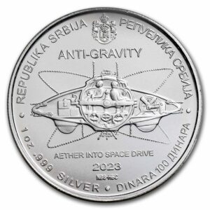 Private Mint Stříbrná mince Tesla: Anti-Gravity 1 Oz 100 dinárů 2023 Srbsko BU