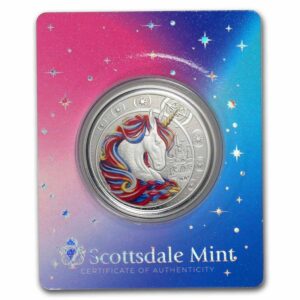 Scottsdale Mint Stříbrná mince Rainbow Magical Unicorn "Blossom" 5 Cedis 1 Oz 2023 Ghana BU