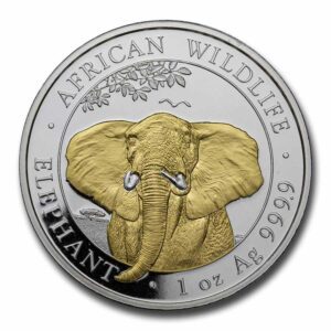 Scottsdale Mint Stříbrný slon (pozlacený) 1 Oz Somálsko 2021 BU