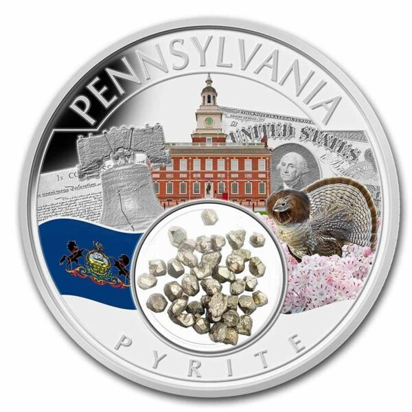 U.S. Mint Stříbrná mince Treasures of the US Pennsylvania Pyrite (barva) USA Native 2023