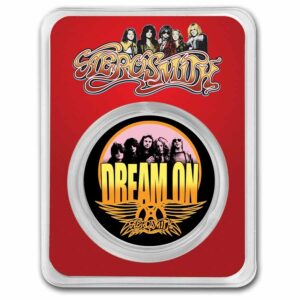 9Fine Mint Aerosmith Colorized 50th Dream On v TEP 2023 Niue 1 oz Ag $ 2 BU