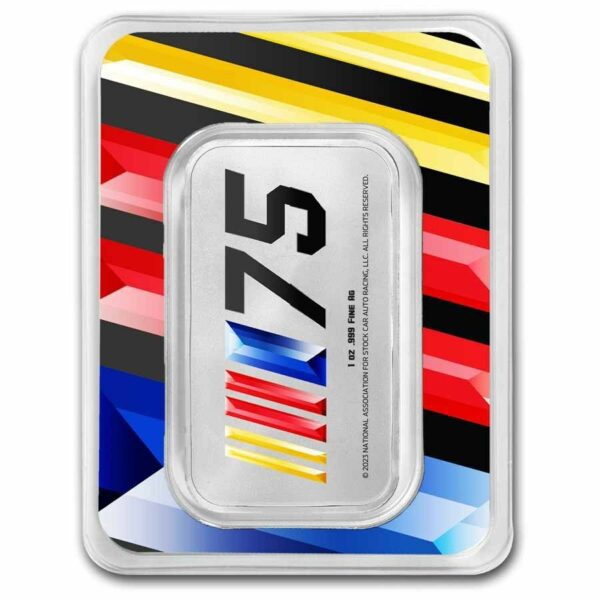9Fine Mint Stříbrný barevný slitek NASCAR 1 Oz TEP