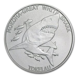 Highland Mint Mokoha Velký bílý žralok 2015 Tokelau 1 oz 5 $ BU