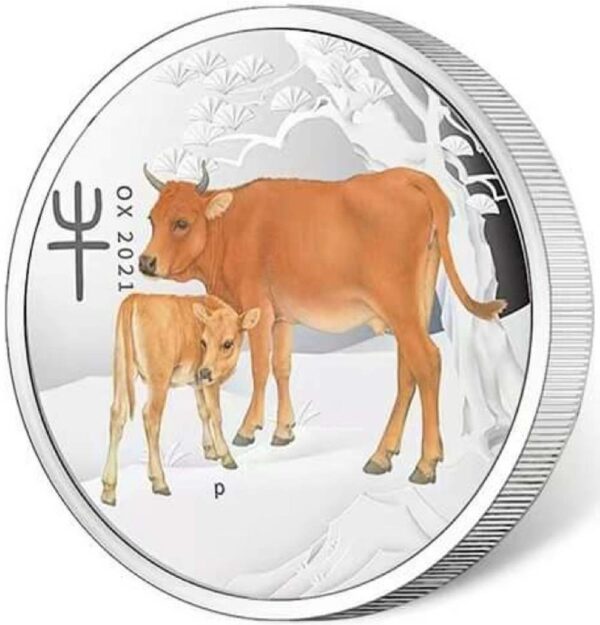 Royal Australian Mint Rok Buvola 1 Oz Lunar Ox BU Stříbrná mince 2021