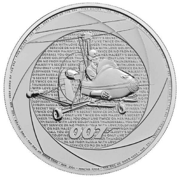 Royal Mint JAMES BOND Z ROKU 1960 SIX DECADES OF 007 2024 2 £ 1 OZ Stříbrná mince