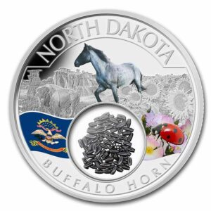 Native American Mint Treasures North Dakota Buffalo Horn (barevná) 1 Oz 2023 Native mint