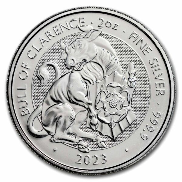 Royal Mint Silver Royal Tudor Beasts The Bull of Clarence 2 Oz GB 2023 Býk BU