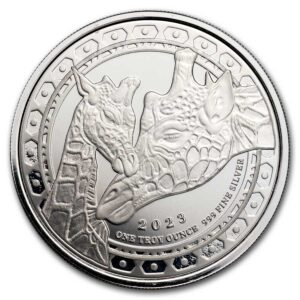 Scottsdale Mint Stříbrná mince žirafa 1 Oz Guinea 2023