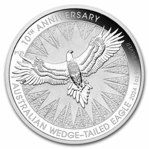 Perth Mint 2024 Austrálie 1 oz stříbrný 10. výročí Orel ( Eagle ) s klínovým ocasem BU